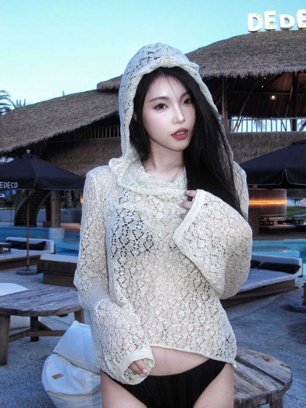 Zara Vacation Sheer Loose Knit Long Sleeve Beach Cover Up
